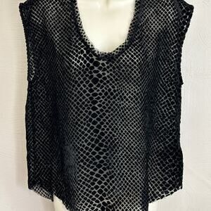 Dear John Black Velvet Mesh Top Size S - NWT